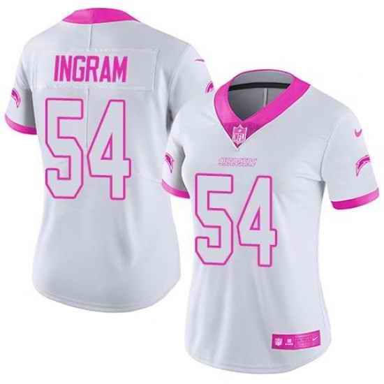 Nike Chargers #54 Melvin Ingram White Pink Womens Stitched NFL Limited Rush Fashion Jersey